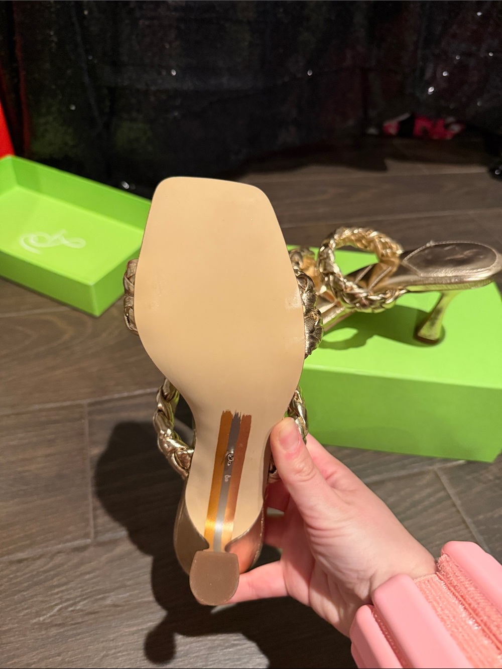 Sam Edelman Metallic Gold Braided Heeled Slides - Picture 3 of 5